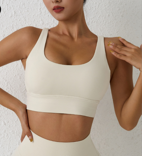 Cross-border nude cross back European and American fitness vest sports underwear women's shock absorption push up yoga bra yoga clothes